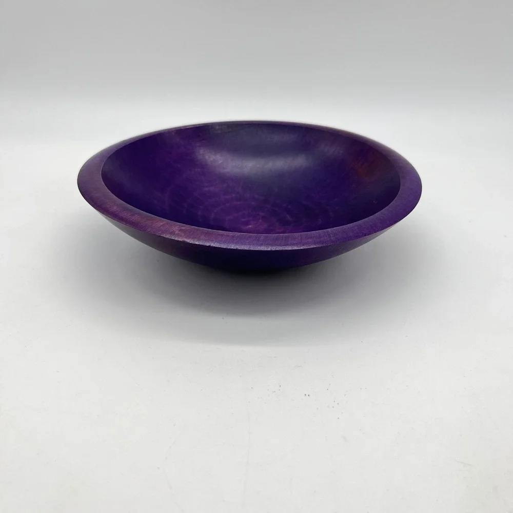 Tree Spirit Wood Serving Bowls Set of 3 Purple‎ and Yellow Dyed Wooden Decor